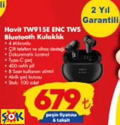 HAVİT TW915E ENC TWS BLUETOOTH KULAKLIK HAVİT TW915E ENC TWS BLUETOOTH KULAKLIK